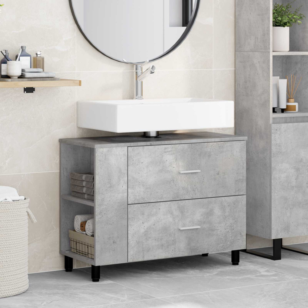 Produktbild för Badrums vaskenhet Betonggrå 80 x 35 x 60 cm Konstruerat trä