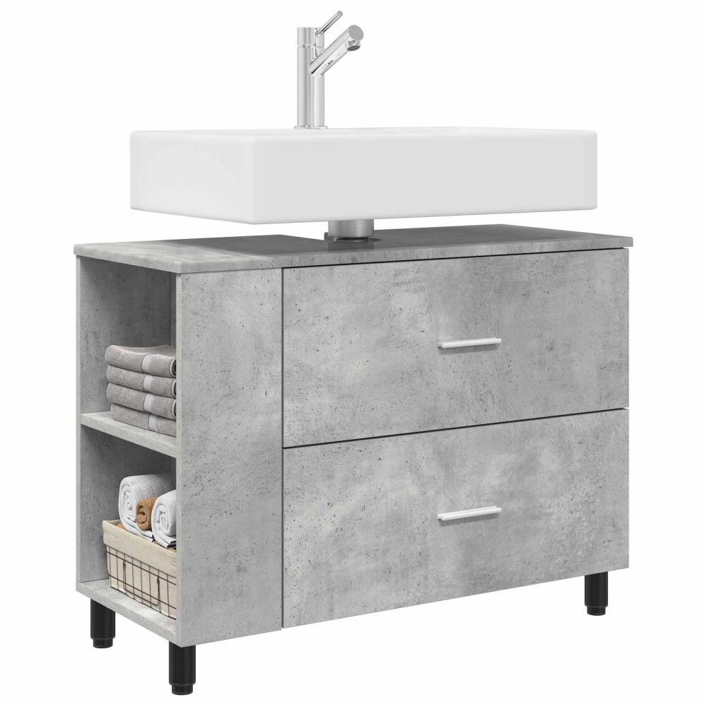 Produktbild för Badrums vaskenhet Betonggrå 80 x 35 x 60 cm Konstruerat trä