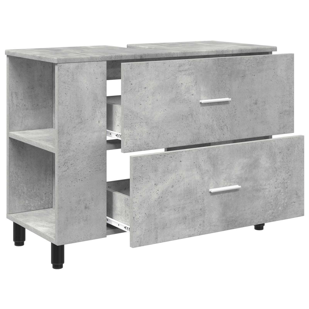 Produktbild för Badrums vaskenhet Betonggrå 80 x 35 x 60 cm Konstruerat trä