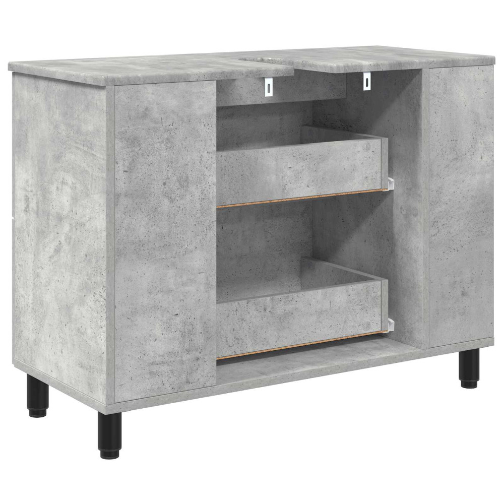 Produktbild för Badrums vaskenhet Betonggrå 80 x 35 x 60 cm Konstruerat trä