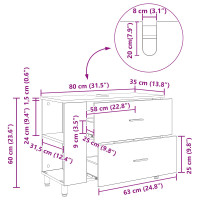 Produktbild för Badrums vaskenhet Rökt ek 80 x 35 x 60 cm Konstruerat trä