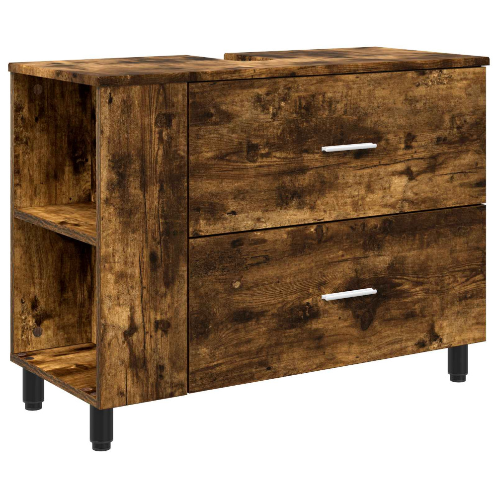 Produktbild för Badrums vaskenhet Rökt ek 80 x 35 x 60 cm Konstruerat trä
