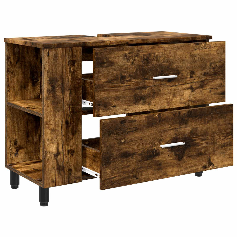 Produktbild för Badrums vaskenhet Rökt ek 80 x 35 x 60 cm Konstruerat trä
