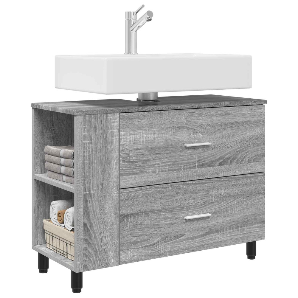 Produktbild för Badrums vaskenhet Grå Sonoma 80 x 35 x 60 cm Konstruerat trä