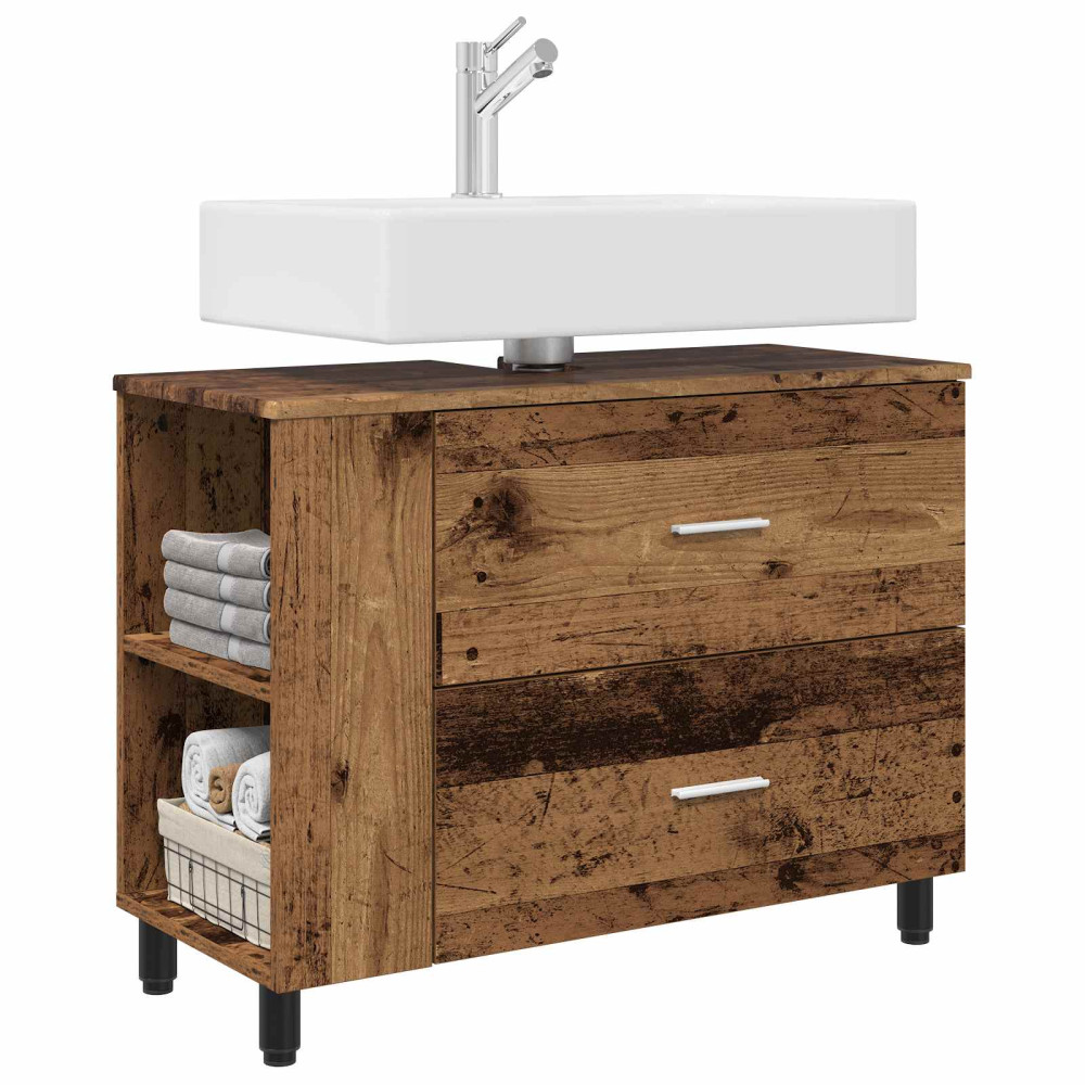 Produktbild för Badrums vaskenhet Gammalt trä 80 x 35 x 60 cm Konstruerat trä