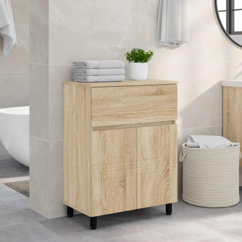 vidaXL Badrums vaskenhet Sonoma-ek 60 x 35 x 80 cm Konstruerat trä - Badrumsskåp