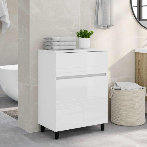 vidaXL Badrums vaskenhet Vit högglans 60 x 35 x 80 cm Konstruerat trä - Badrumsskåp