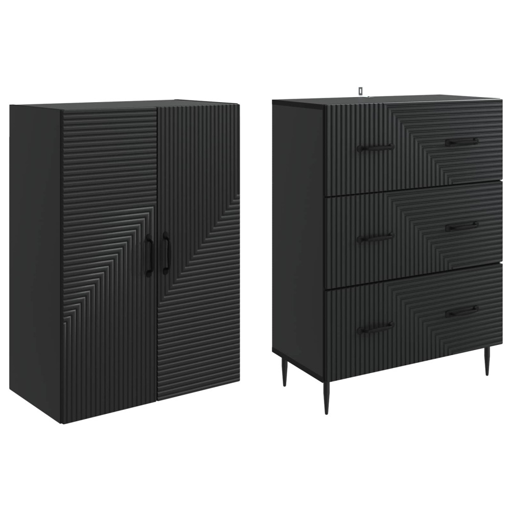 Produktbild för Skåpset 2 pcs Svart 66 x 34,5 x 90 cm Konstruerat trä