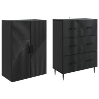 Produktbild för Skåpset 2 pcs Svart 66 x 34,5 x 90 cm Konstruerat trä