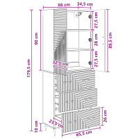 Produktbild för Skåpset 2 pcs Svart 66 x 34,5 x 90 cm Konstruerat trä