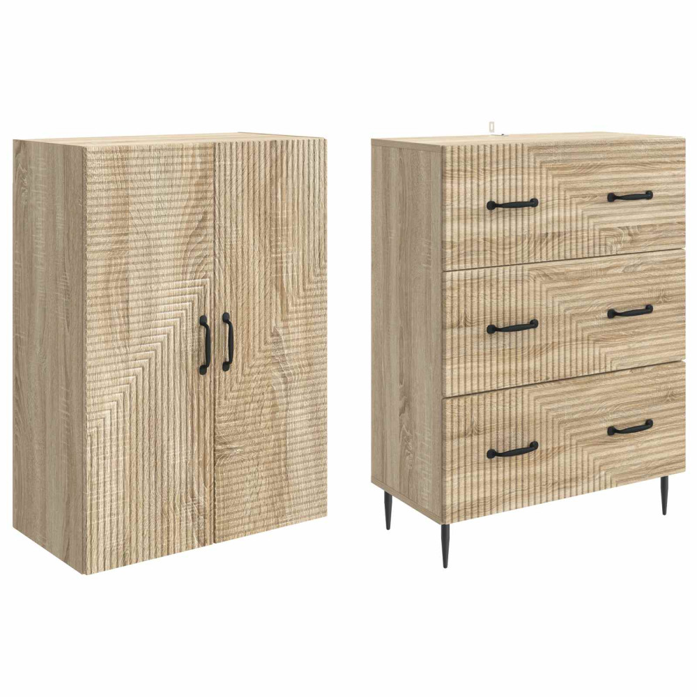 Produktbild för Skåpset 2 pcs Sonoma-ek 66 x 34,5 x 90 cm Konstruerat trä