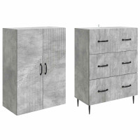 Produktbild för Skåpset 2 pcs Betonggrå 66 x 34,5 x 90 cm Konstruerat trä