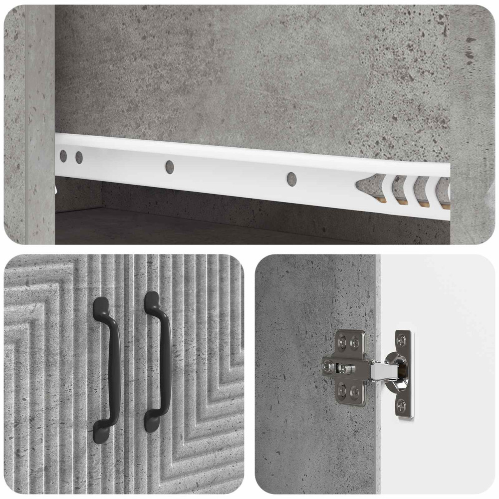 Produktbild för Skåpset 2 pcs Betonggrå 66 x 34,5 x 90 cm Konstruerat trä