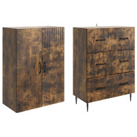 Produktbild för Skåpset 2 pcs Rökt ek 66 x 34,5 x 90 cm Konstruerat trä