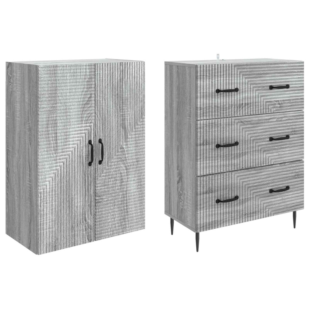 Produktbild för Skåpset 2 pcs Grå Sonoma 66 x 34,5 x 90 cm Konstruerat trä