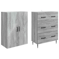 Produktbild för Skåpset 2 pcs Grå Sonoma 66 x 34,5 x 90 cm Konstruerat trä