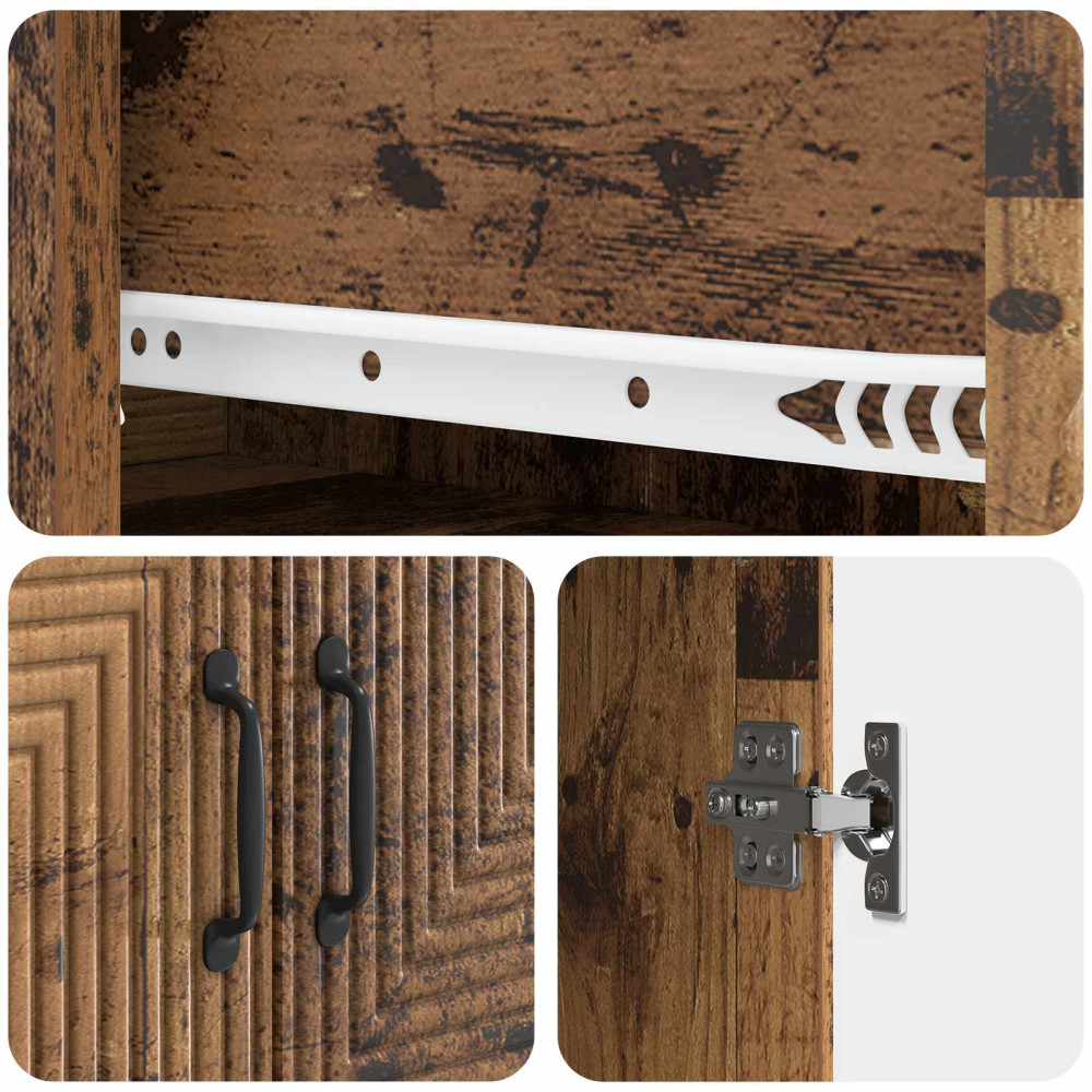 Produktbild för Skåpset 2 pcs Gammalt trä 66 x 34,5 x 90 cm Konstruerat trä