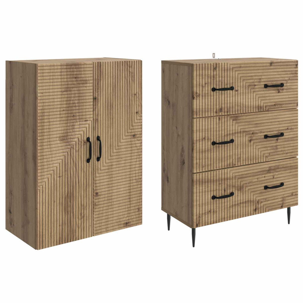 Produktbild för Skåpset 2 pcs Artisan-ek 66 x 34,5 x 90 cm Konstruerat trä