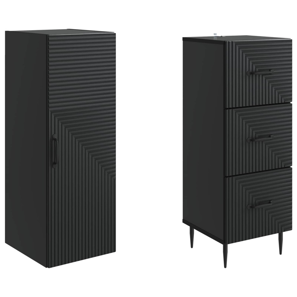 Produktbild för Skåpset 2 pcs Svart 33 x 34,5 x 90 cm Konstruerat trä