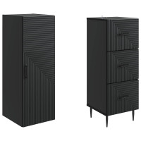 Produktbild för Skåpset 2 pcs Svart 33 x 34,5 x 90 cm Konstruerat trä