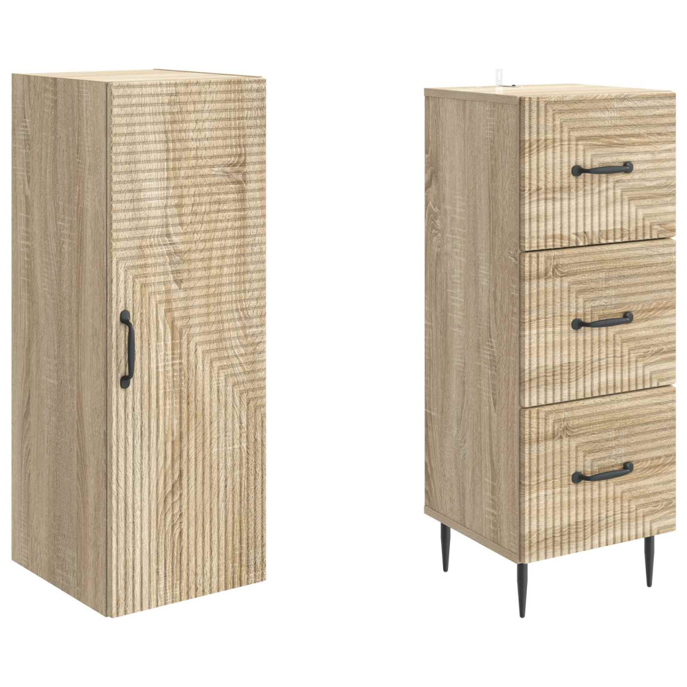 Produktbild för Skåpset 2 pcs Sonoma-ek 33 x 34,5 x 90 cm Konstruerat trä
