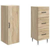 Produktbild för Skåpset 2 pcs Sonoma-ek 33 x 34,5 x 90 cm Konstruerat trä