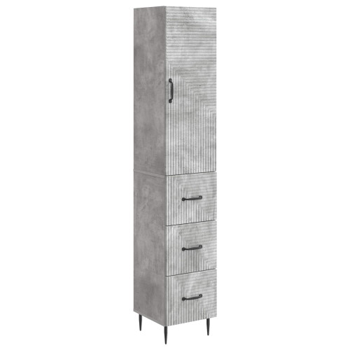 vidaXL Skåpset 2 pcs Betonggrå 33 x 34,5 x 90 cm Konstruerat trä
