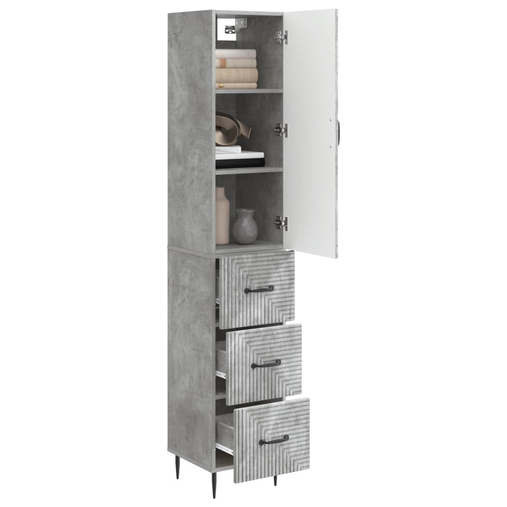 Produktbild för Skåpset 2 pcs Betonggrå 33 x 34,5 x 90 cm Konstruerat trä