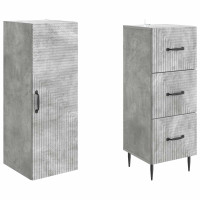 Produktbild för Skåpset 2 pcs Betonggrå 33 x 34,5 x 90 cm Konstruerat trä
