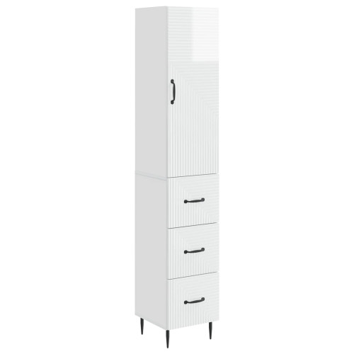 vidaXL Skåpset 2 pcs Vit högglans 33 x 34,5 x 90 cm Konstruerat trä