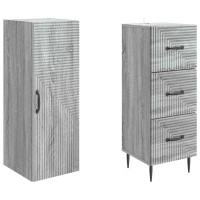 Produktbild för Skåpset 2 pcs Grå Sonoma 33 x 34,5 x 90 cm Konstruerat trä