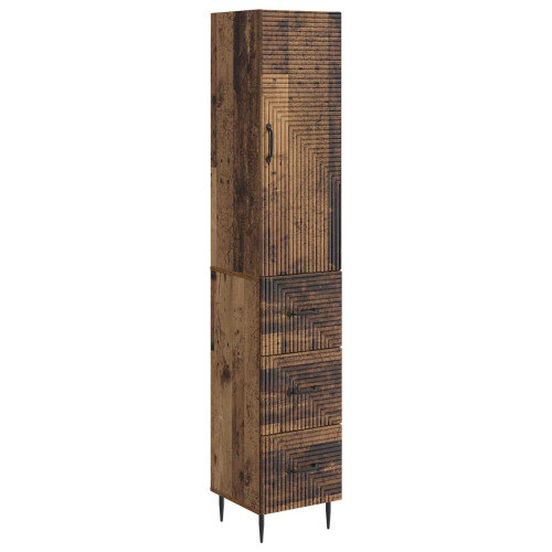 vidaXL Skåpset 2 pcs Gammalt trä 33 x 34,5 x 90 cm Konstruerat trä