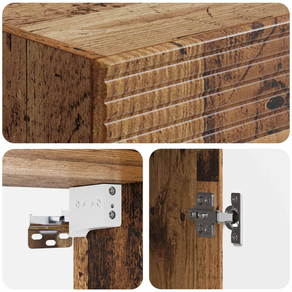 Produktbild för Skåpset 2 pcs Gammalt trä 33 x 34,5 x 90 cm Konstruerat trä