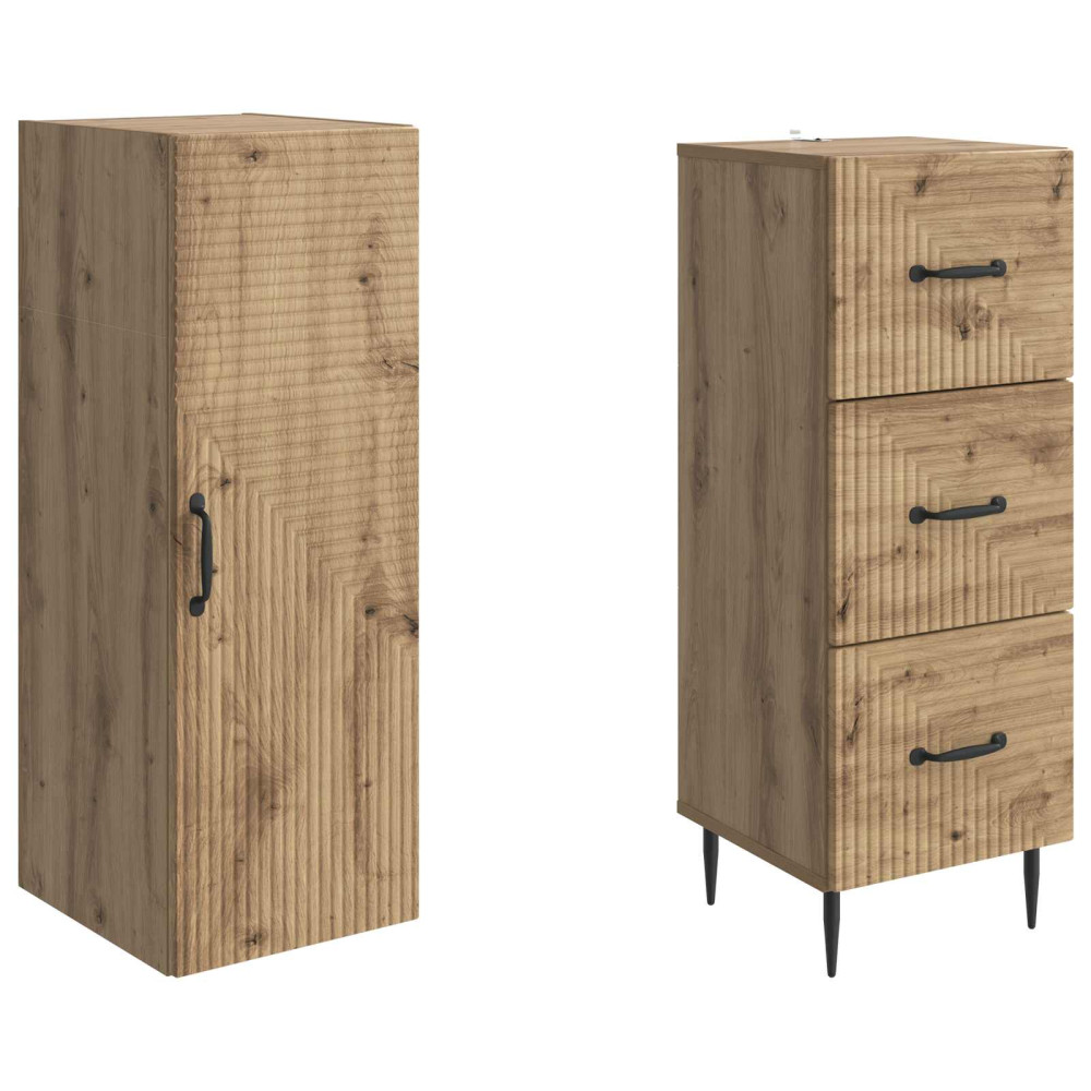 Produktbild för Skåpset 2 pcs Artisan-ek 33 x 34,5 x 90 cm Konstruerat trä