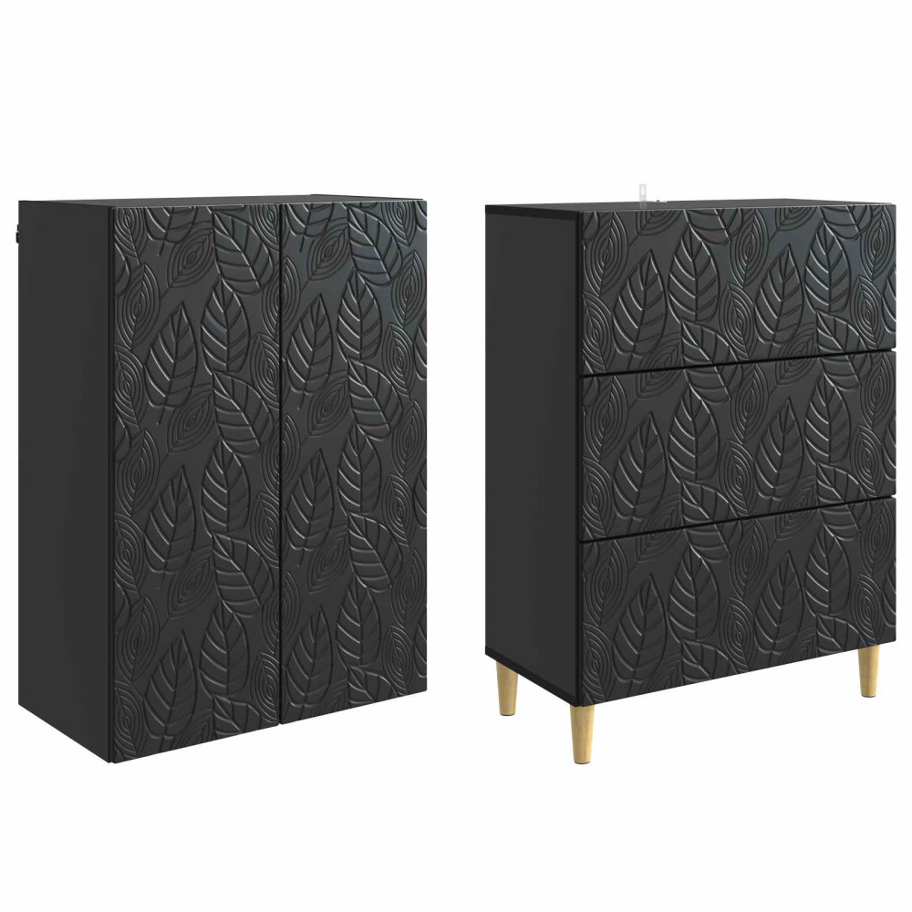 Produktbild för Skåpset 2 pcs Svart 66 x 34,5 x 90 cm Konstruerat trä