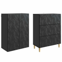 Produktbild för Skåpset 2 pcs Svart 66 x 34,5 x 90 cm Konstruerat trä