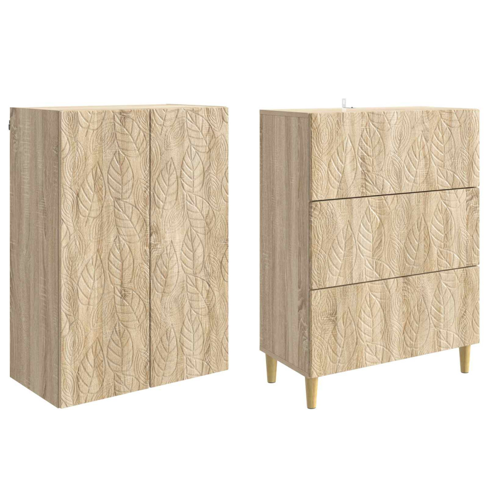 Produktbild för Skåpset 2 pcs Sonoma-ek 66 x 34,5 x 90 cm Konstruerat trä