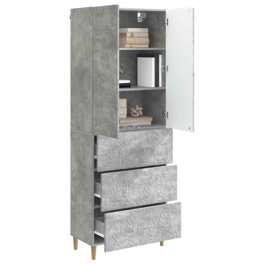 Produktbild för Skåpset 2 pcs Betonggrå 66 x 34,5 x 90 cm Konstruerat trä