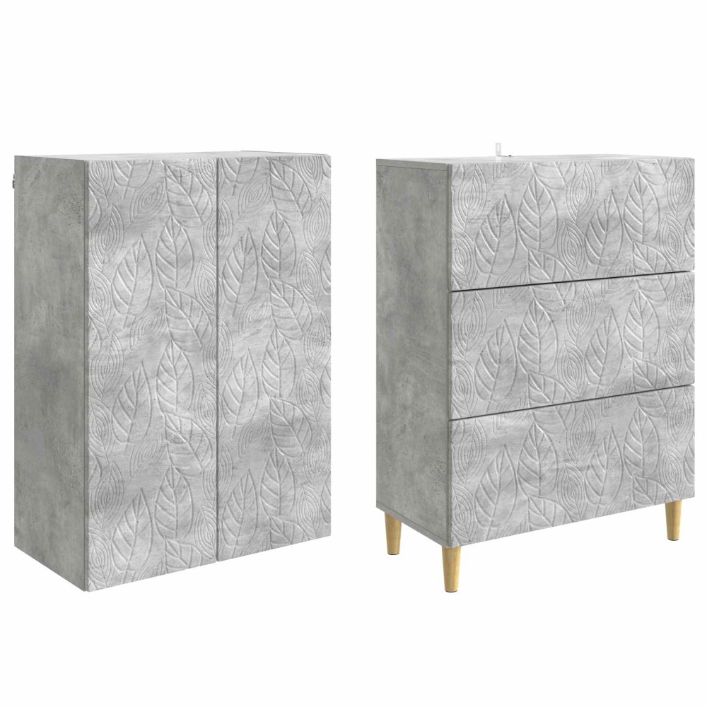 Produktbild för Skåpset 2 pcs Betonggrå 66 x 34,5 x 90 cm Konstruerat trä