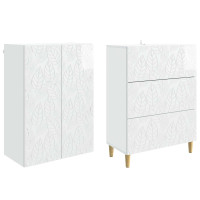 Produktbild för Skåpset 2 pcs Vit högglans 66 x 34,5 x 90 cm Konstruerat trä