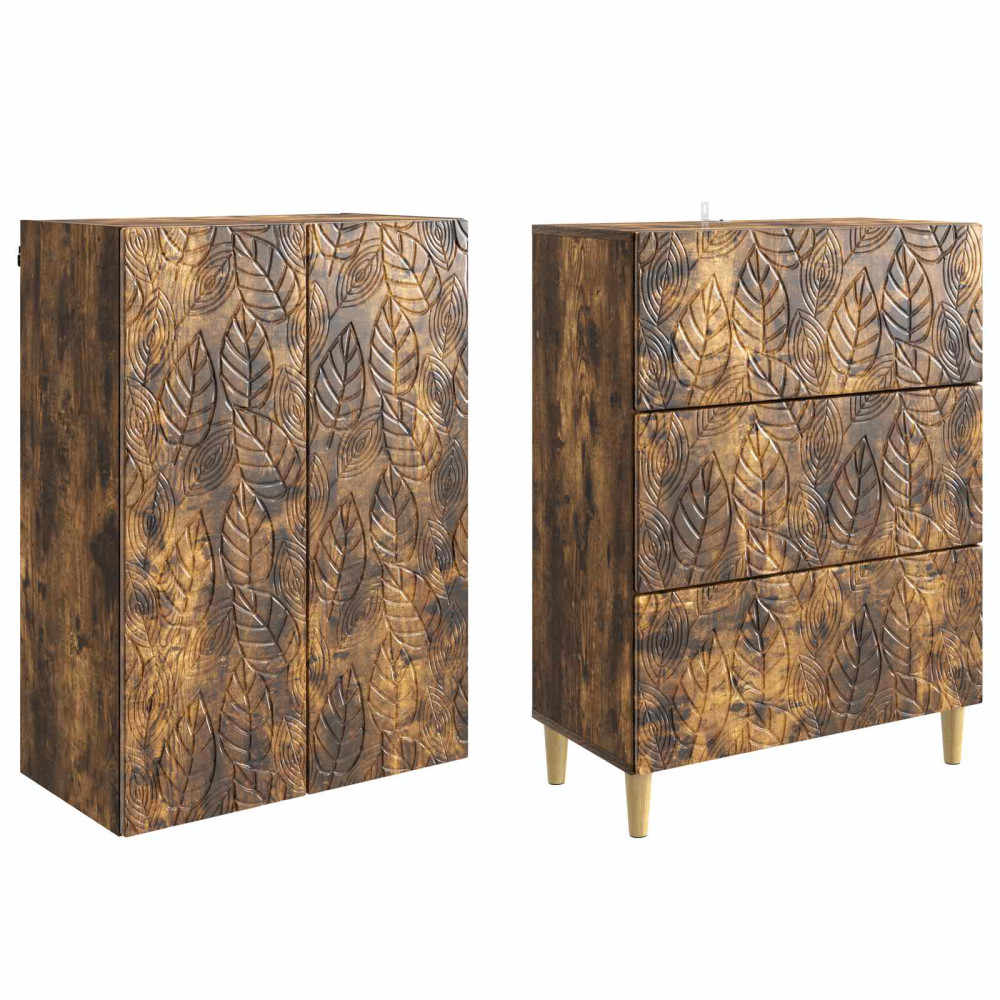 Produktbild för Skåpset 2 pcs Rökt ek 66 x 34,5 x 90 cm Konstruerat trä