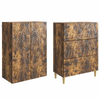 Produktbild för Skåpset 2 pcs Rökt ek 66 x 34,5 x 90 cm Konstruerat trä