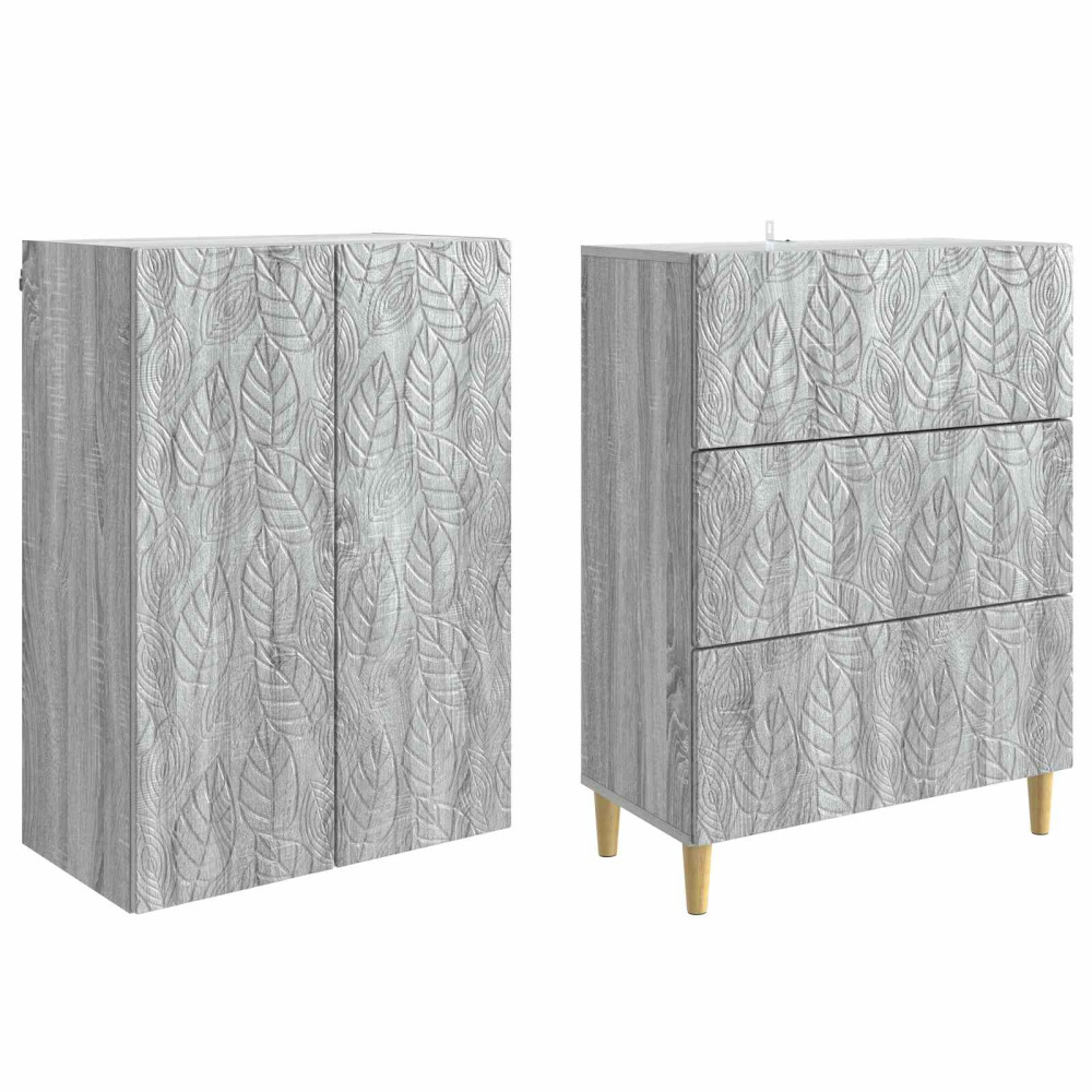 Produktbild för Skåpset 2 pcs Grå Sonoma 66 x 34,5 x 90 cm Konstruerat trä