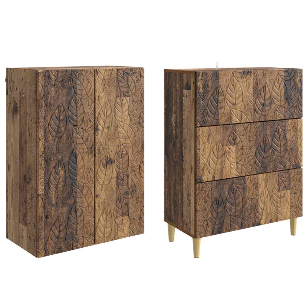 Produktbild för Skåpset 2 pcs Gammalt trä 66 x 34,5 x 90 cm Konstruerat trä