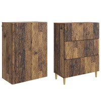 Produktbild för Skåpset 2 pcs Gammalt trä 66 x 34,5 x 90 cm Konstruerat trä