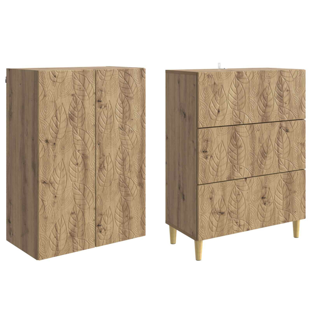 Produktbild för Skåpset 2 pcs Artisan-ek 66 x 34,5 x 90 cm Konstruerat trä