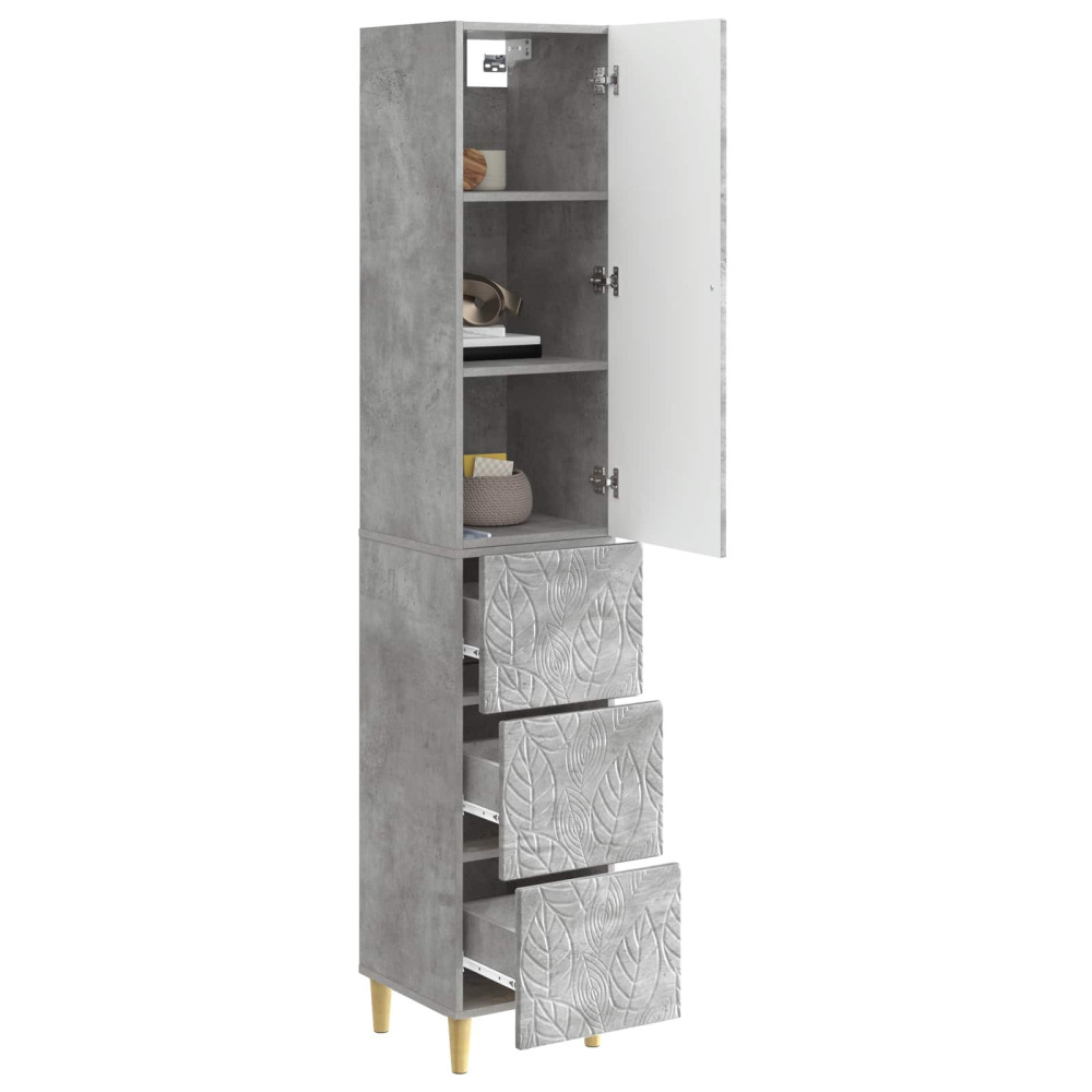 Produktbild för Skåpset 2 pcs Betonggrå 33 x 34,5 x 90 cm Konstruerat trä