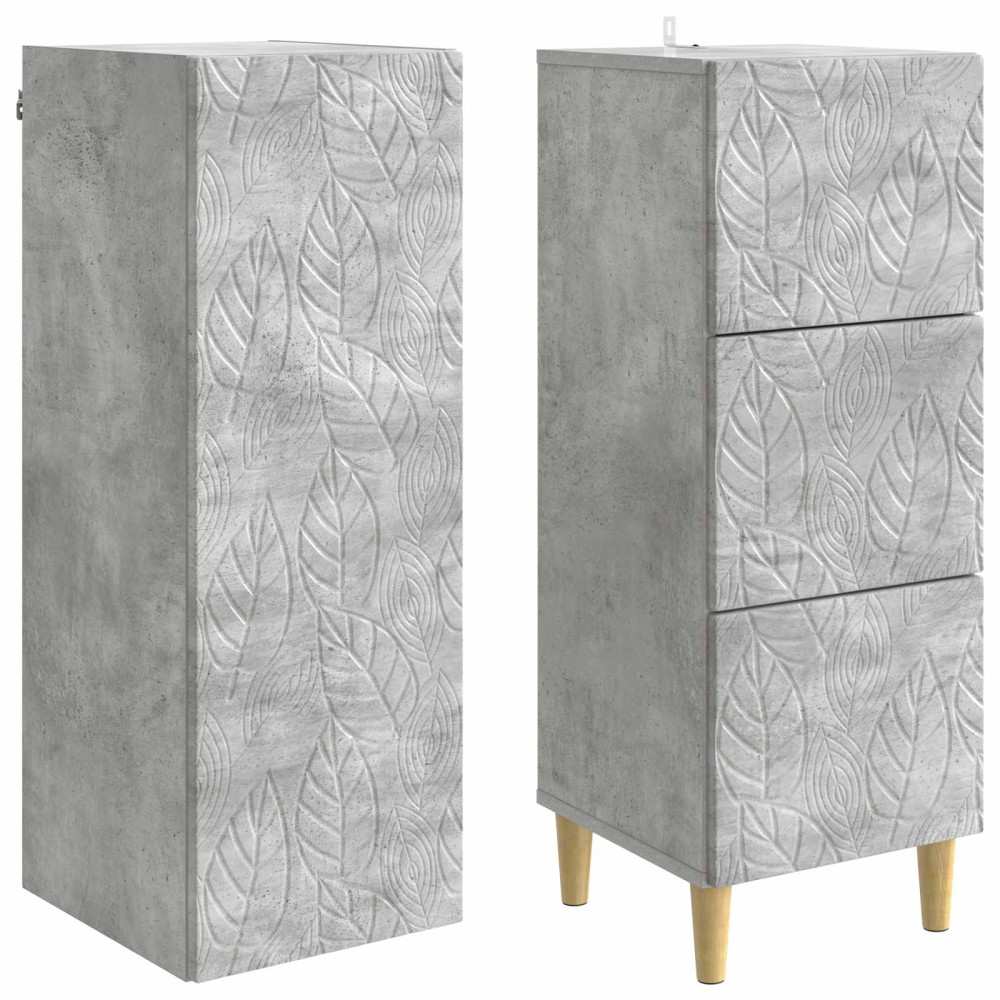 Produktbild för Skåpset 2 pcs Betonggrå 33 x 34,5 x 90 cm Konstruerat trä