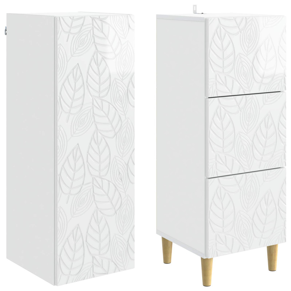 Produktbild för Skåpset 2 pcs Vit högglans 33 x 34,5 x 90 cm Konstruerat trä
