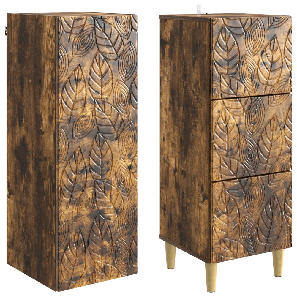 Produktbild för Skåpset 2 pcs Rökt ek 33 x 34,5 x 90 cm Konstruerat trä